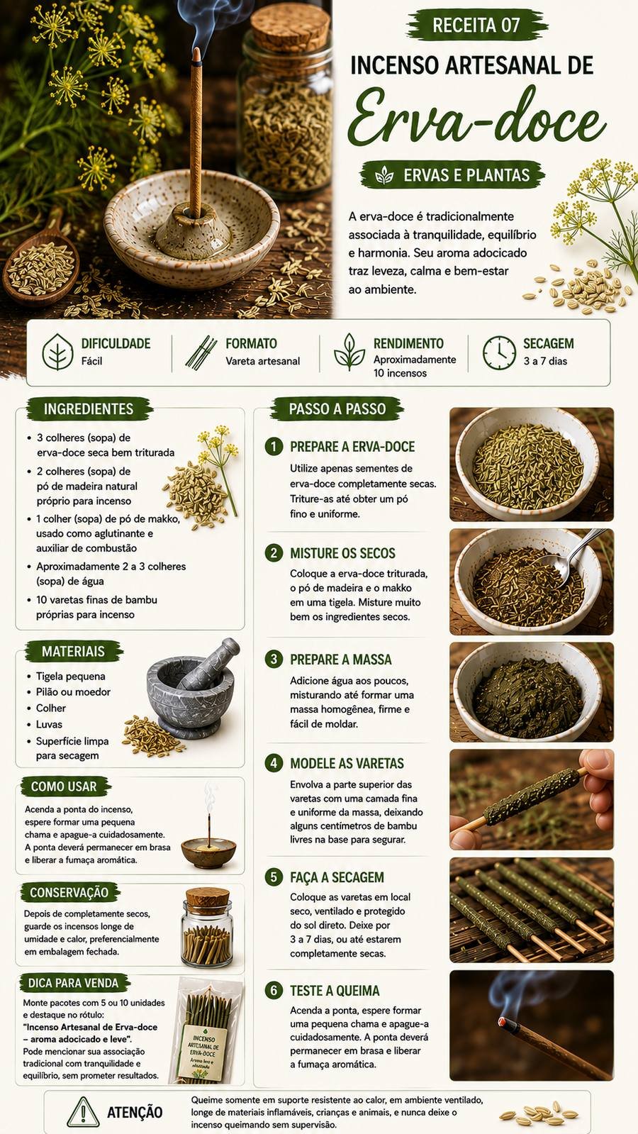 Receita de Incenso Artesanal de Erva-doce