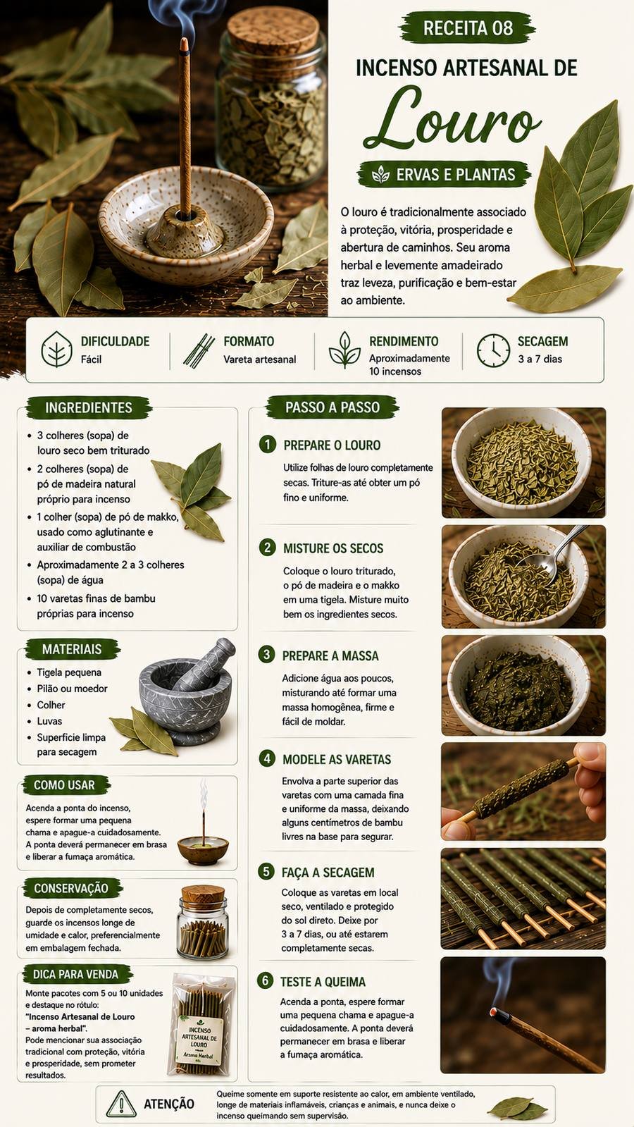 Receita de Incenso Artesanal de Louro